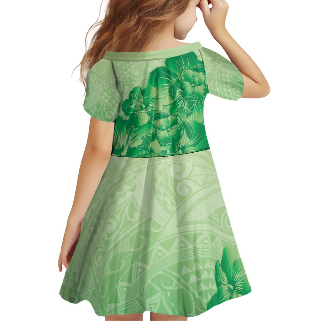 Aloha Hawaii Molokai Island Family Matching Off Shoulder Short Dress and Hawaiian Shirt Hibiscus Tribal Honu Hawaiian Tattoo Green LT14 - Polynesian Pride