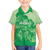 Aloha Hawaii Molokai Island Family Matching Tank Maxi Dress and Hawaiian Shirt Hibiscus Tribal Honu Hawaiian Tattoo Green LT14 Son's Shirt Green - Polynesian Pride