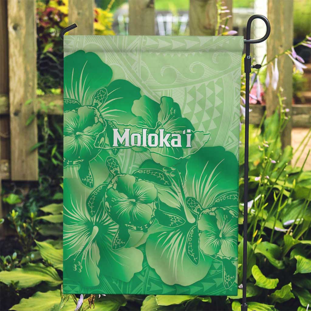 Aloha Hawaii Molokai Island Garden Flag Hibiscus Tribal Honu Hawaiian Tattoo Green LT14 Garden Flag Green - Polynesian Pride