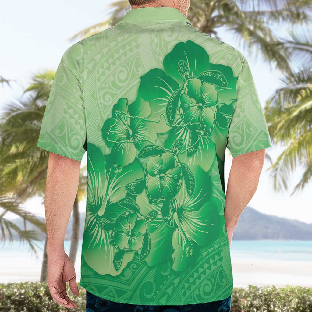 Aloha Hawaii Molokai Island Hawaiian Shirt Hibiscus Tribal Honu Hawaiian Tattoo Green LT14 - Polynesian Pride