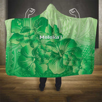 Aloha Hawaii Molokai Island Hooded Blanket Hibiscus Tribal Honu Hawaiian Tattoo Green LT14 - Polynesian Pride