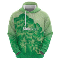 Aloha Hawaii Molokai Island Hoodie Hibiscus Tribal Honu Hawaiian Tattoo Green LT14 - Polynesian Pride