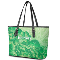 Aloha Hawaii Molokai Island Leather Tote Bag Hibiscus Tribal Honu Hawaiian Tattoo Green LT14 - Polynesian Pride