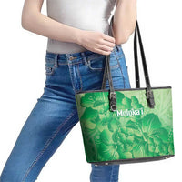 Aloha Hawaii Molokai Island Leather Tote Bag Hibiscus Tribal Honu Hawaiian Tattoo Green LT14 - Polynesian Pride