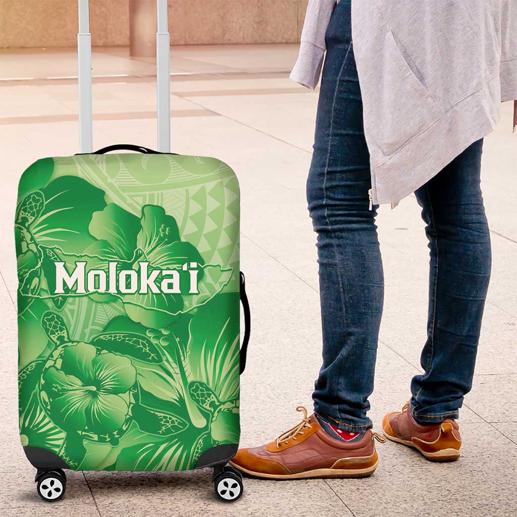Aloha Hawaii Molokai Island Luggage Cover Hibiscus Tribal Honu Hawaiian Tattoo Green LT14 Green - Polynesian Pride