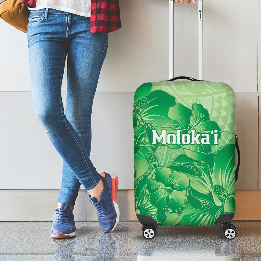 Aloha Hawaii Molokai Island Luggage Cover Hibiscus Tribal Honu Hawaiian Tattoo Green LT14 - Polynesian Pride