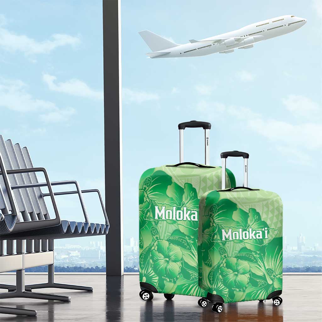 Aloha Hawaii Molokai Island Luggage Cover Hibiscus Tribal Honu Hawaiian Tattoo Green LT14 - Polynesian Pride
