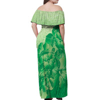 Aloha Hawaii Molokai Island Off Shoulder Maxi Dress Hibiscus Tribal Honu Hawaiian Tattoo Green LT14 - Polynesian Pride