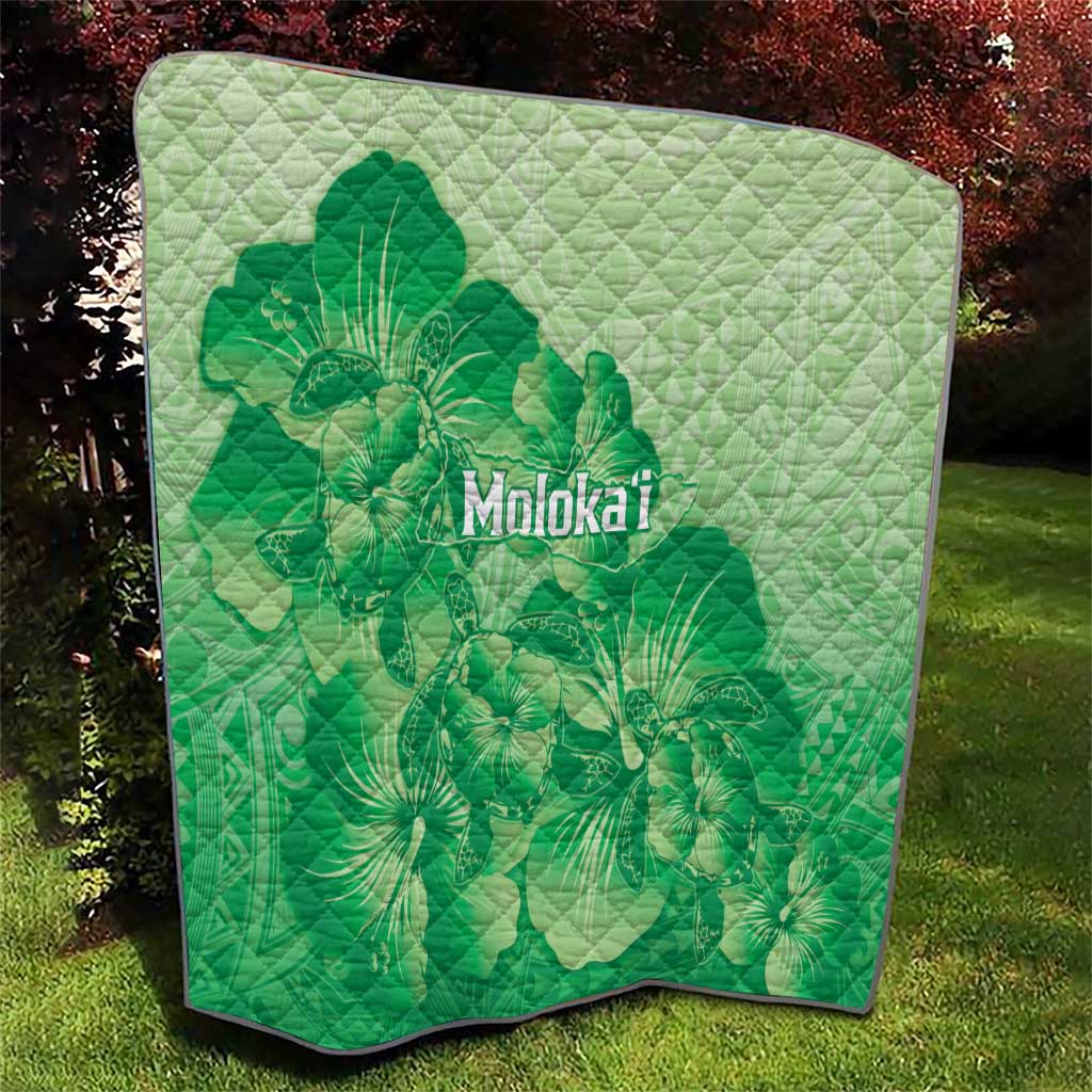 Aloha Hawaii Molokai Island Quilt Hibiscus Tribal Honu Hawaiian Tattoo Green LT14 - Polynesian Pride