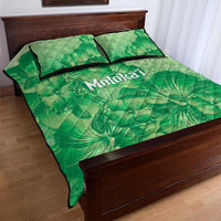 Aloha Hawaii Molokai Island Quilt Bed Set Hibiscus Tribal Honu Hawaiian Tattoo Green LT14 - Polynesian Pride