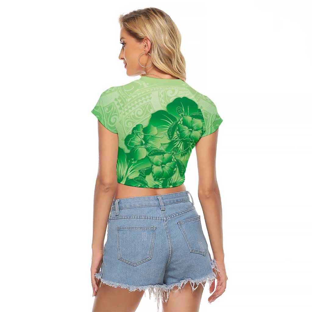 Aloha Hawaii Molokai Island Raglan Cropped T Shirt Hibiscus Tribal Honu Hawaiian Tattoo Green LT14 - Polynesian Pride