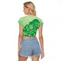 Aloha Hawaii Molokai Island Raglan Cropped T Shirt Hibiscus Tribal Honu Hawaiian Tattoo Green LT14 - Polynesian Pride