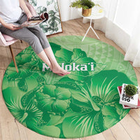 Aloha Hawaii Molokai Island Round Carpet Hibiscus Tribal Honu Hawaiian Tattoo Green LT14 - Polynesian Pride