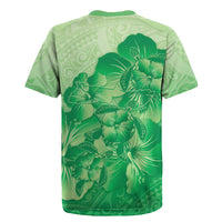 Aloha Hawaii Molokai Island Rugby Jersey Hibiscus Tribal Honu Hawaiian Tattoo Green LT14 - Polynesian Pride