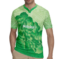 Aloha Hawaii Molokai Island Rugby Jersey Hibiscus Tribal Honu Hawaiian Tattoo Green LT14 - Polynesian Pride