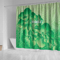 Aloha Hawaii Molokai Island Shower Curtain Hibiscus Tribal Honu Hawaiian Tattoo Green LT14 - Polynesian Pride