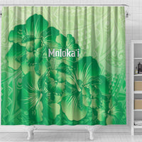 Aloha Hawaii Molokai Island Shower Curtain Hibiscus Tribal Honu Hawaiian Tattoo Green LT14 - Polynesian Pride