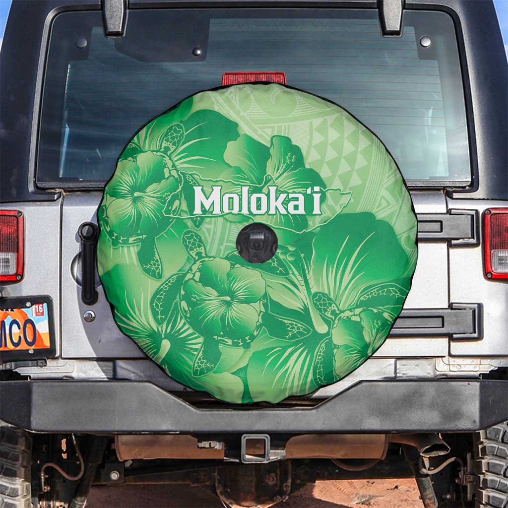 Aloha Hawaii Molokai Island Spare Tire Cover Hibiscus Tribal Honu Hawaiian Tattoo Green LT14 Green - Polynesian Pride