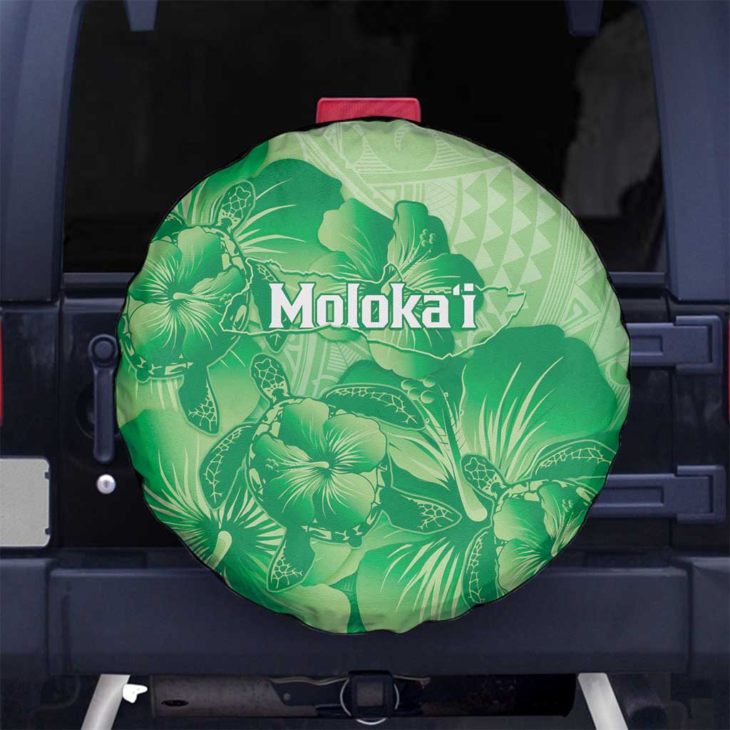 Aloha Hawaii Molokai Island Spare Tire Cover Hibiscus Tribal Honu Hawaiian Tattoo Green LT14 No hole Green - Polynesian Pride
