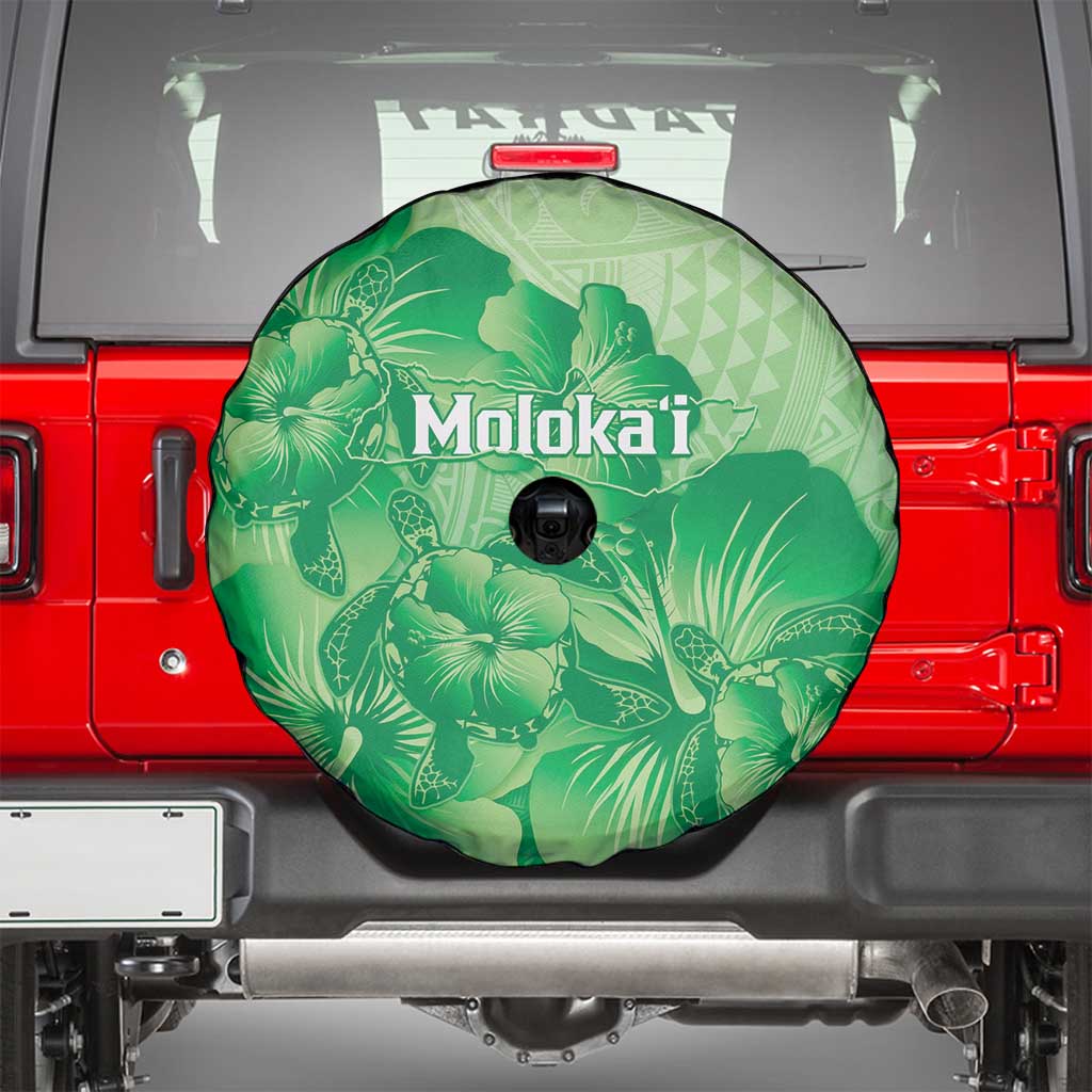 Aloha Hawaii Molokai Island Spare Tire Cover Hibiscus Tribal Honu Hawaiian Tattoo Green LT14 - Polynesian Pride