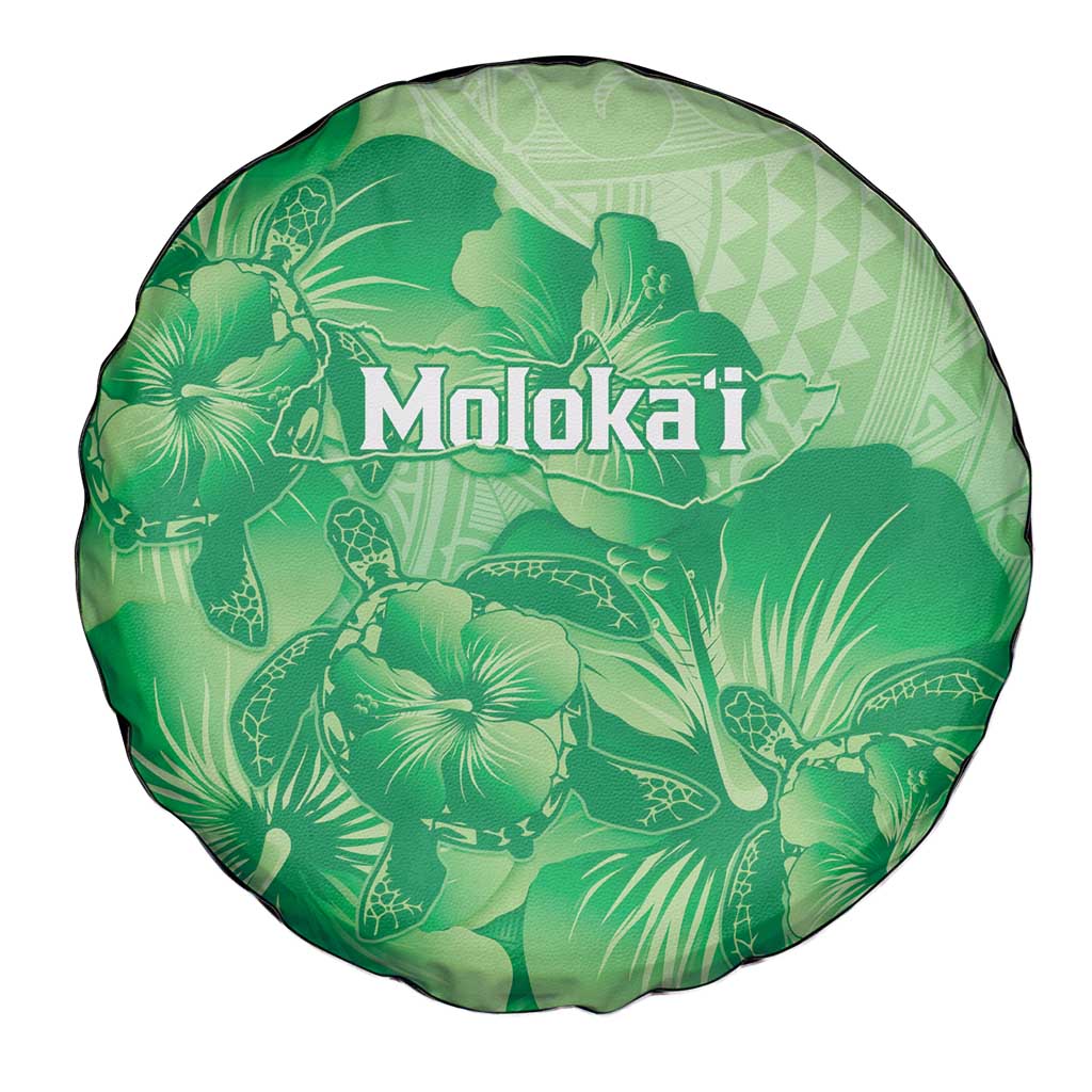 Aloha Hawaii Molokai Island Spare Tire Cover Hibiscus Tribal Honu Hawaiian Tattoo Green LT14 - Polynesian Pride