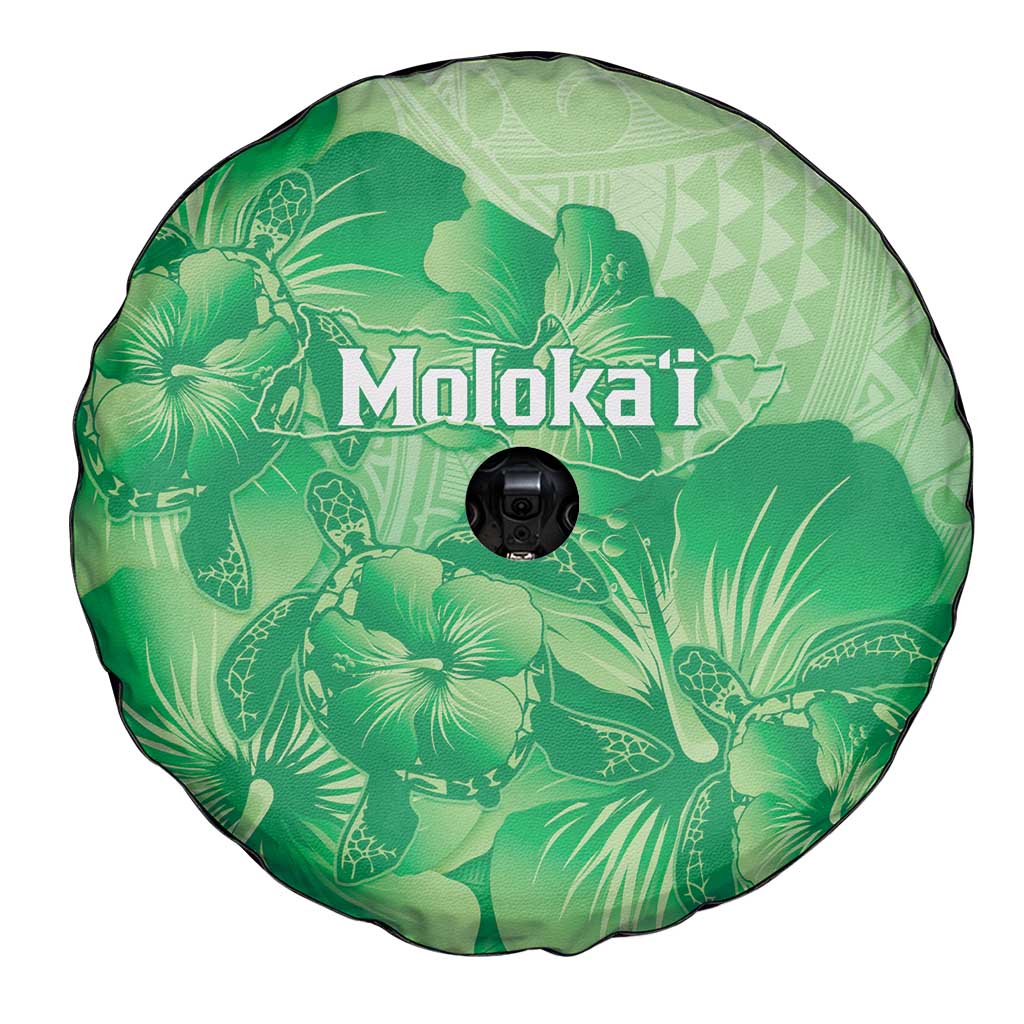 Aloha Hawaii Molokai Island Spare Tire Cover Hibiscus Tribal Honu Hawaiian Tattoo Green LT14 - Polynesian Pride