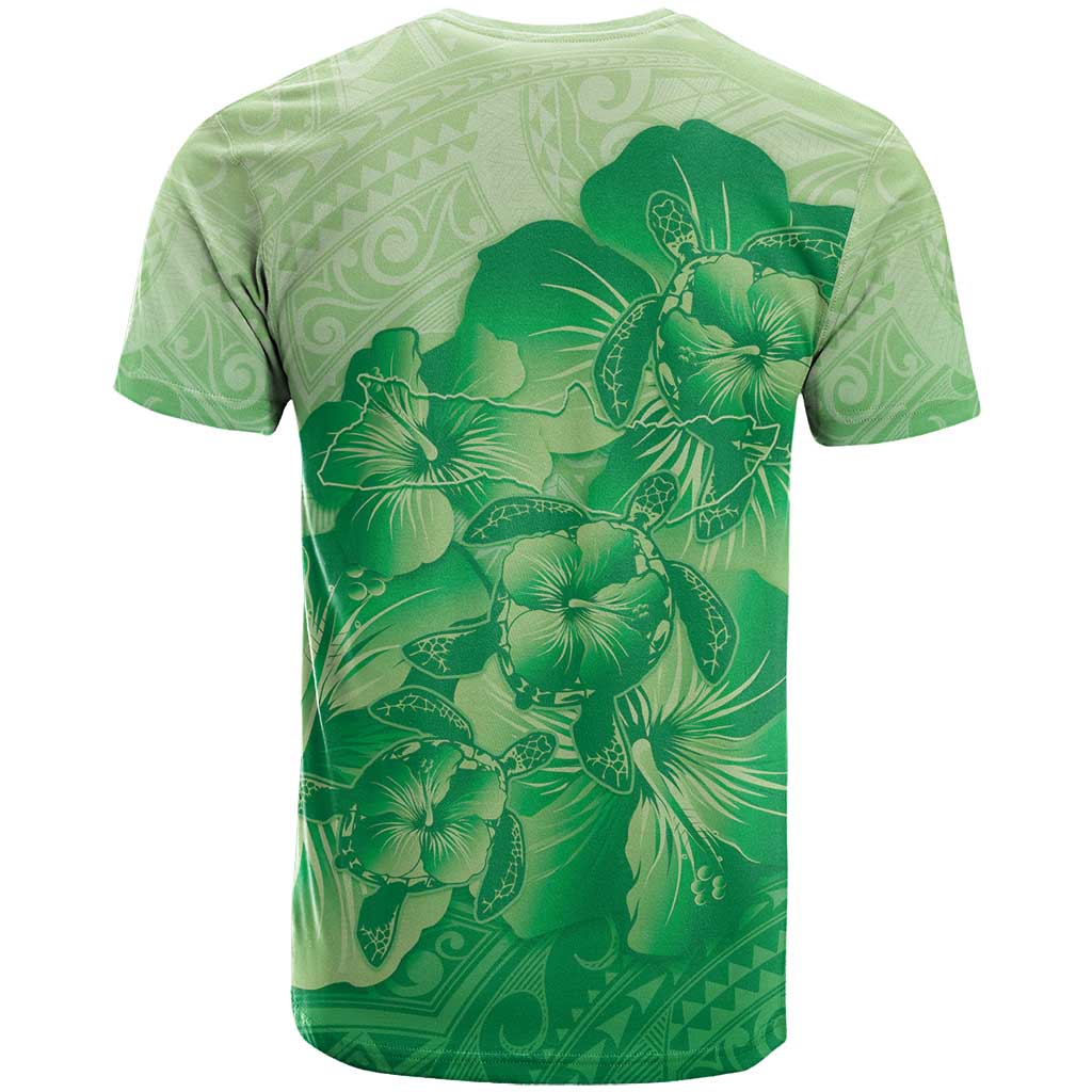 Aloha Hawaii Molokai Island T Shirt Hibiscus Tribal Honu Hawaiian Tattoo Green LT14 - Polynesian Pride