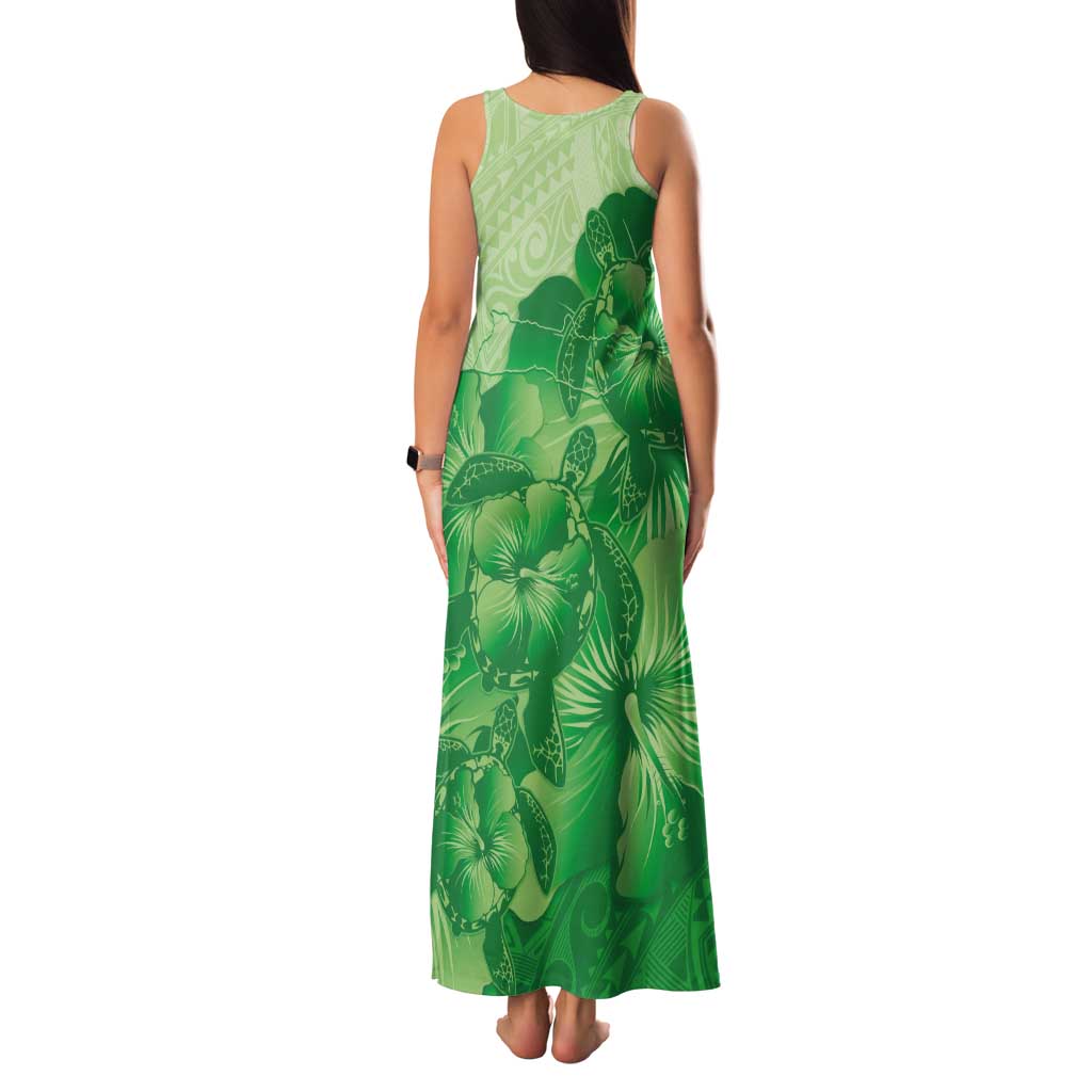 Aloha Hawaii Molokai Island Tank Maxi Dress Hibiscus Tribal Honu Hawaiian Tattoo Green LT14 - Polynesian Pride