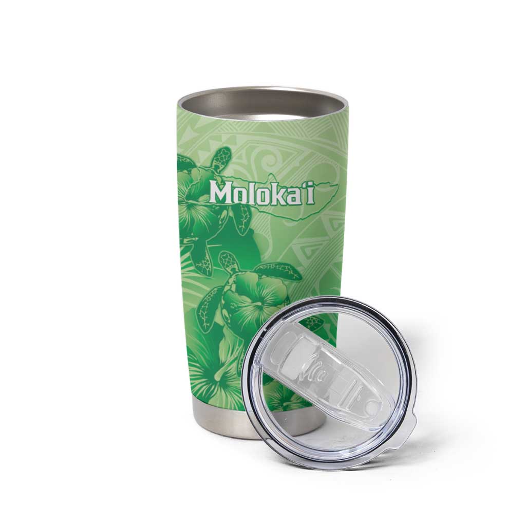Aloha Hawaii Molokai Island Tumbler Cup Hibiscus Tribal Honu Hawaiian Tattoo Green LT14 - Polynesian Pride