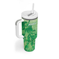 Aloha Hawaii Molokai Island Tumbler With Handle Hibiscus Tribal Honu Hawaiian Tattoo Green LT14 - Polynesian Pride