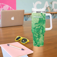Aloha Hawaii Molokai Island Tumbler With Handle Hibiscus Tribal Honu Hawaiian Tattoo Green LT14 - Polynesian Pride
