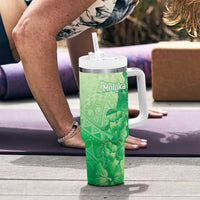 Aloha Hawaii Molokai Island Tumbler With Handle Hibiscus Tribal Honu Hawaiian Tattoo Green LT14 - Polynesian Pride