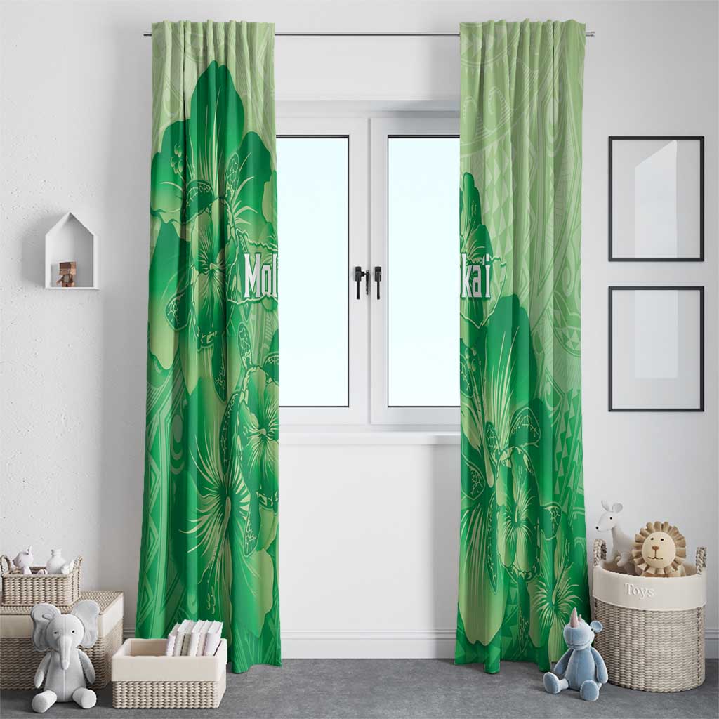 Aloha Hawaii Molokai Island Window Curtain Hibiscus Tribal Honu Hawaiian Tattoo Green LT14 - Polynesian Pride