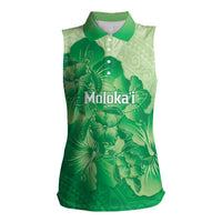 Aloha Hawaii Molokai Island Women Sleeveless Polo Shirt Hibiscus Tribal Honu Hawaiian Tattoo Green LT14 Female Green - Polynesian Pride