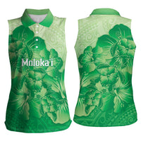 Aloha Hawaii Molokai Island Women Sleeveless Polo Shirt Hibiscus Tribal Honu Hawaiian Tattoo Green LT14 - Polynesian Pride