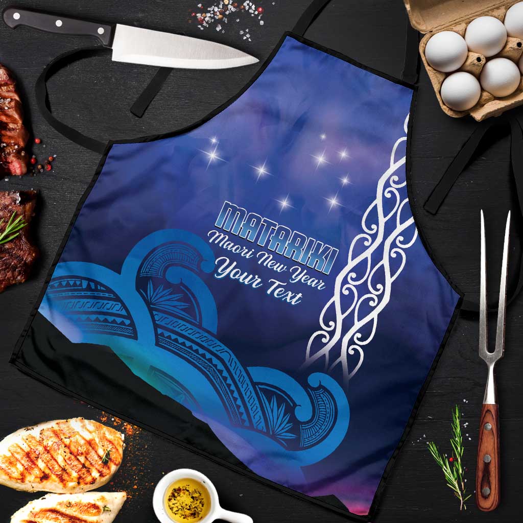 Personalised Matariki New Zealand Apron Maori New Year Galaxy Koru Pattern LT14 Blue - Polynesian Pride