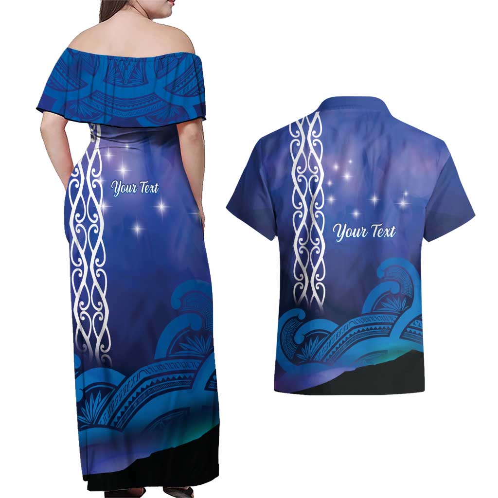 Personalised Matariki New Zealand Couples Matching Off Shoulder Maxi Dress and Hawaiian Shirt Maori New Year Galaxy Koru Pattern LT14 - Polynesian Pride