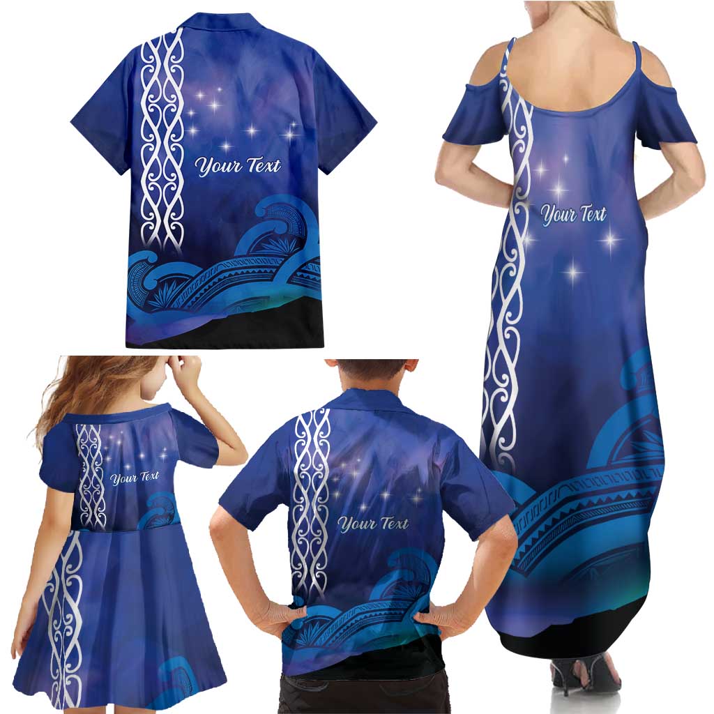 Personalised Matariki New Zealand Family Matching Summer Maxi Dress and Hawaiian Shirt Maori New Year Galaxy Koru Pattern LT14 - Polynesian Pride