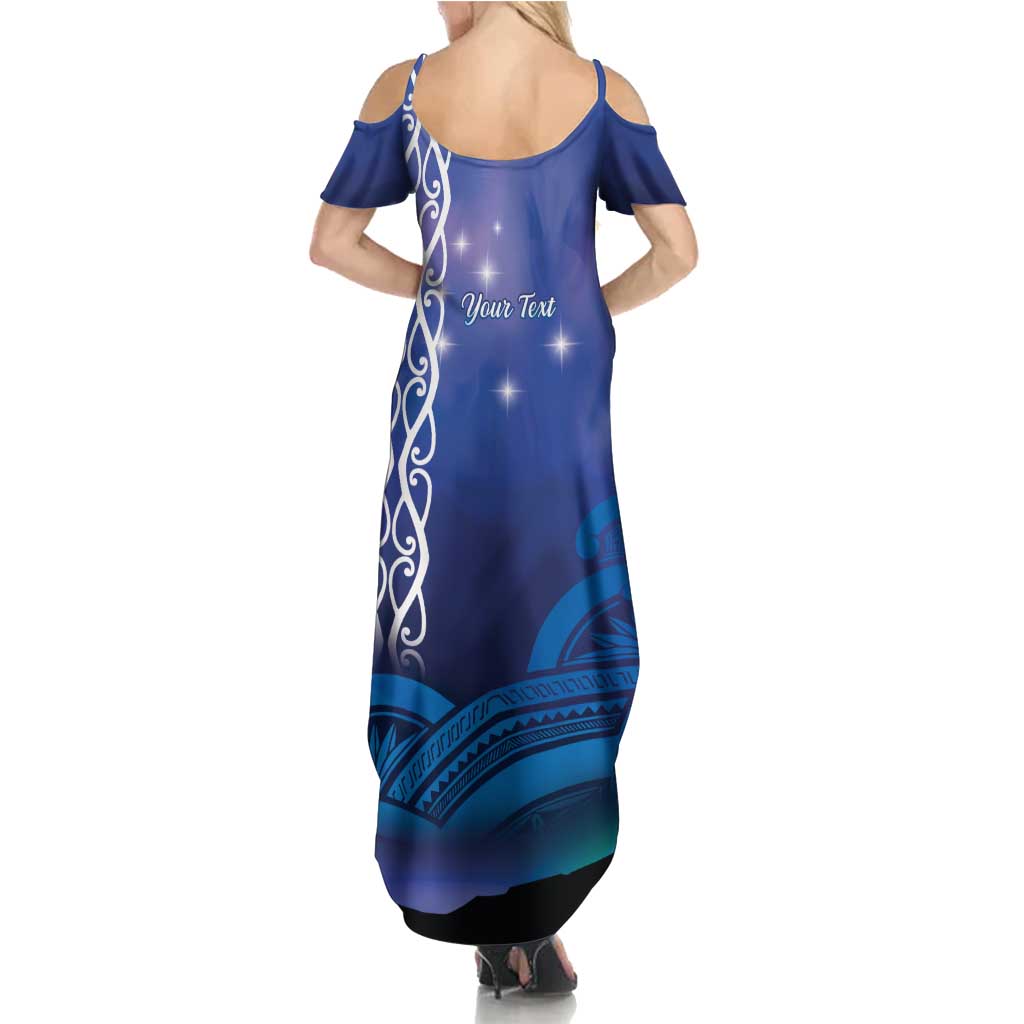 Personalised Matariki New Zealand Family Matching Summer Maxi Dress and Hawaiian Shirt Maori New Year Galaxy Koru Pattern LT14 - Polynesian Pride