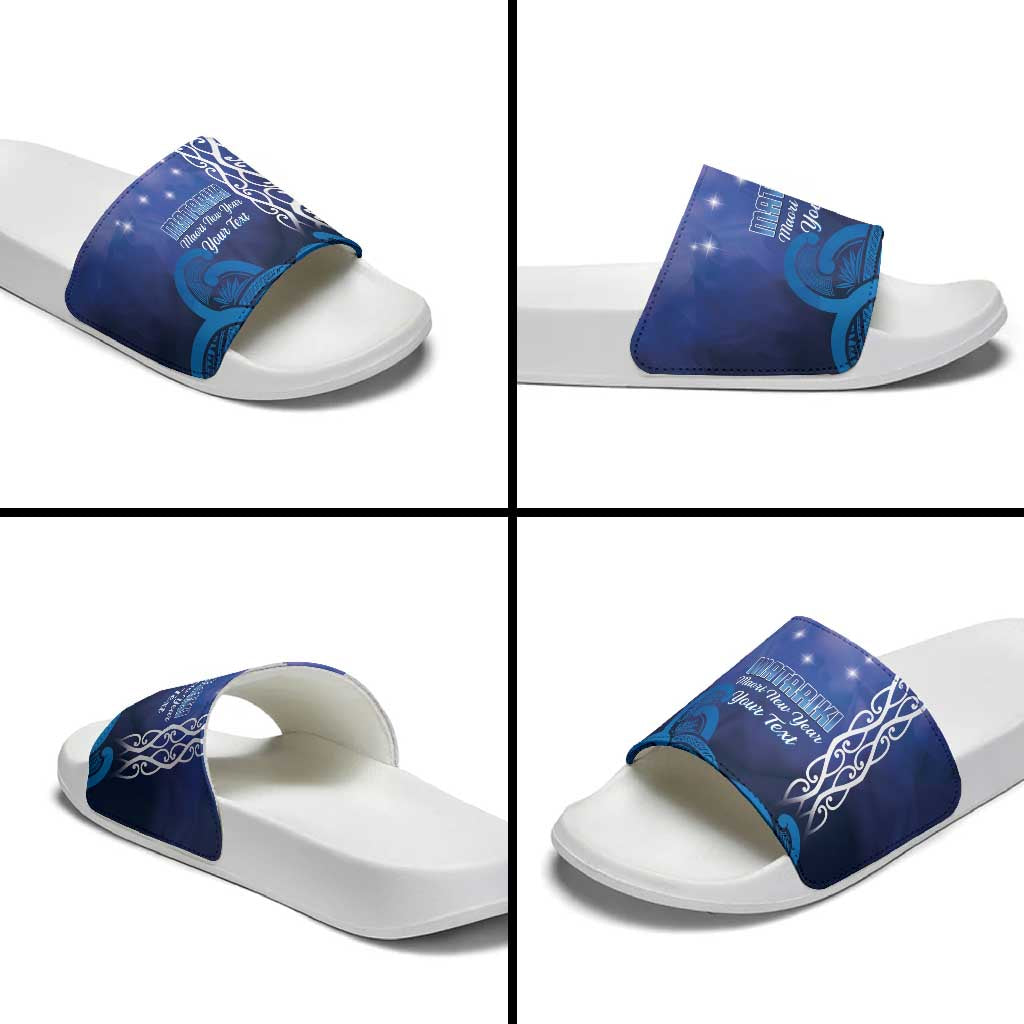 Personalised Matariki New Zealand Slide Sandals Maori New Year Galaxy Koru Pattern - Polynesian Pride