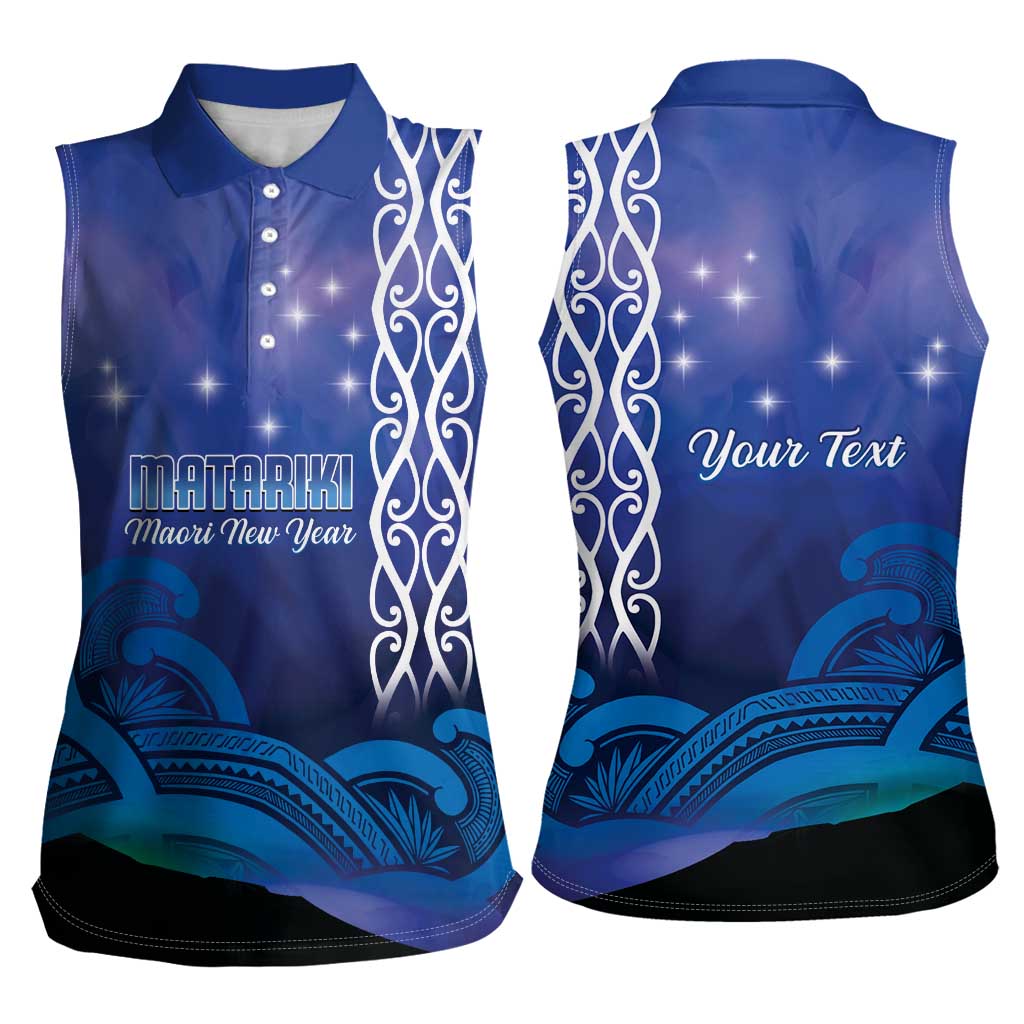 Personalised Matariki New Zealand Women Sleeveless Polo Shirt Maori New Year Galaxy Koru Pattern LT14 - Polynesian Pride