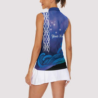 Personalised Matariki New Zealand Women Sleeveless Polo Shirt Maori New Year Galaxy Koru Pattern LT14 - Polynesian Pride