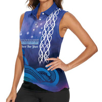 Personalised Matariki New Zealand Women Sleeveless Polo Shirt Maori New Year Galaxy Koru Pattern LT14 - Polynesian Pride