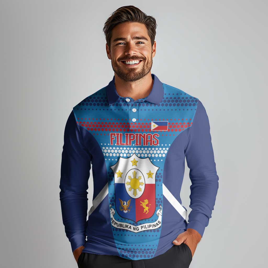 Philippines Football 2026 Long Sleeve Polo Shirt Come On Filipinas