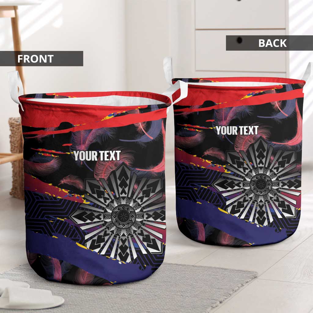 Philippines Sun Tattoo Laundry Basket Feathers Filipinas Grunge Style Black
