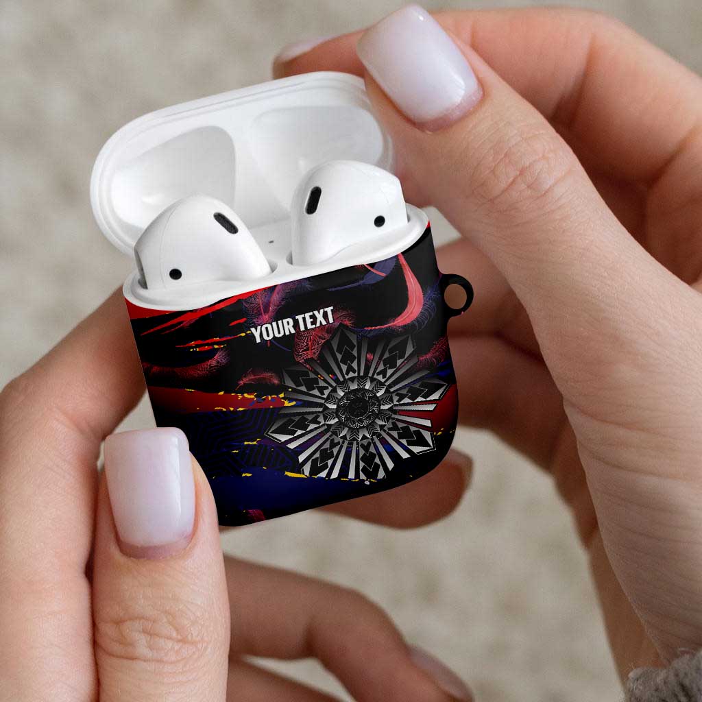 Philippines Sun Tattoo AirPods Case Feathers Filipinas Grunge Style Black