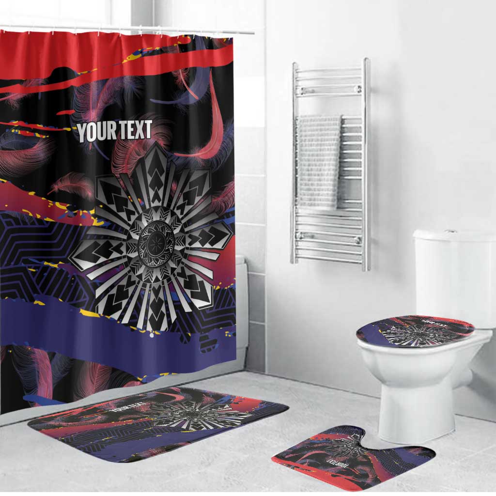 Philippines Sun Tattoo Bathroom Set Feathers Filipinas Grunge Style Black