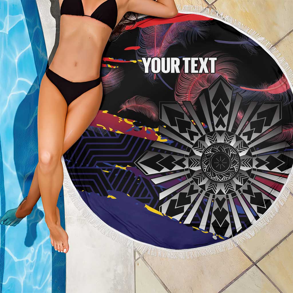 Philippines Sun Tattoo Beach Blanket Feathers Filipinas Grunge Style Black