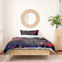 Philippines Sun Tattoo Bedding Set Feathers Filipinas Grunge Style Black