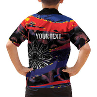 Philippines Sun Tattoo Family Matching Off The Shoulder Long Sleeve Dress and Hawaiian Shirt Feathers Filipinas Grunge Style Black LT14 - Polynesian Pride